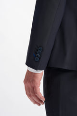 Bond Wool Rich Midnight Navy Double Breasted Two Piece Suit - House of Cavani