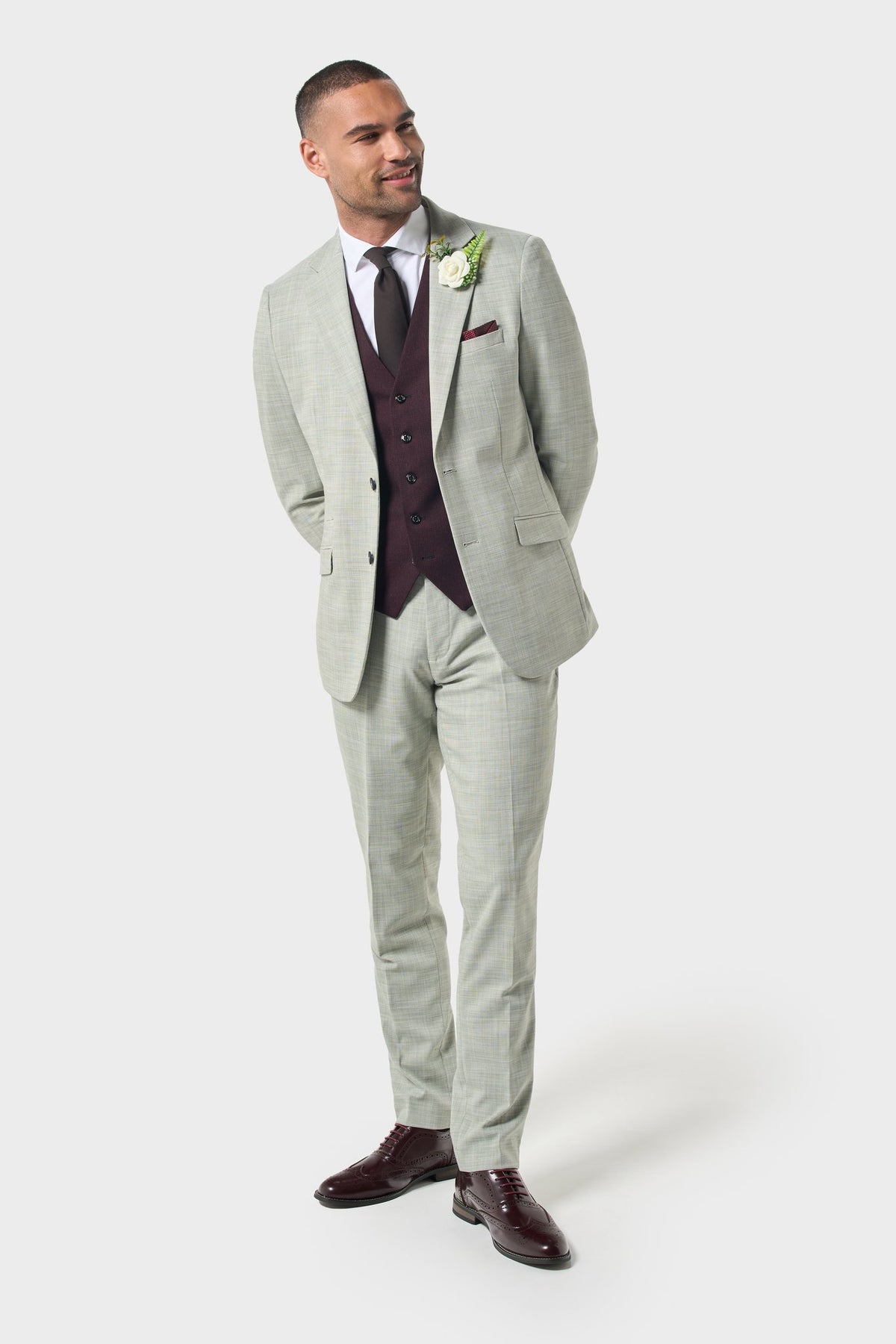Camden Sage with Caridi Wine Waistcoat
