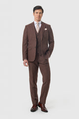 Thomas Dark Mahogany Tweed Three Piece Suit