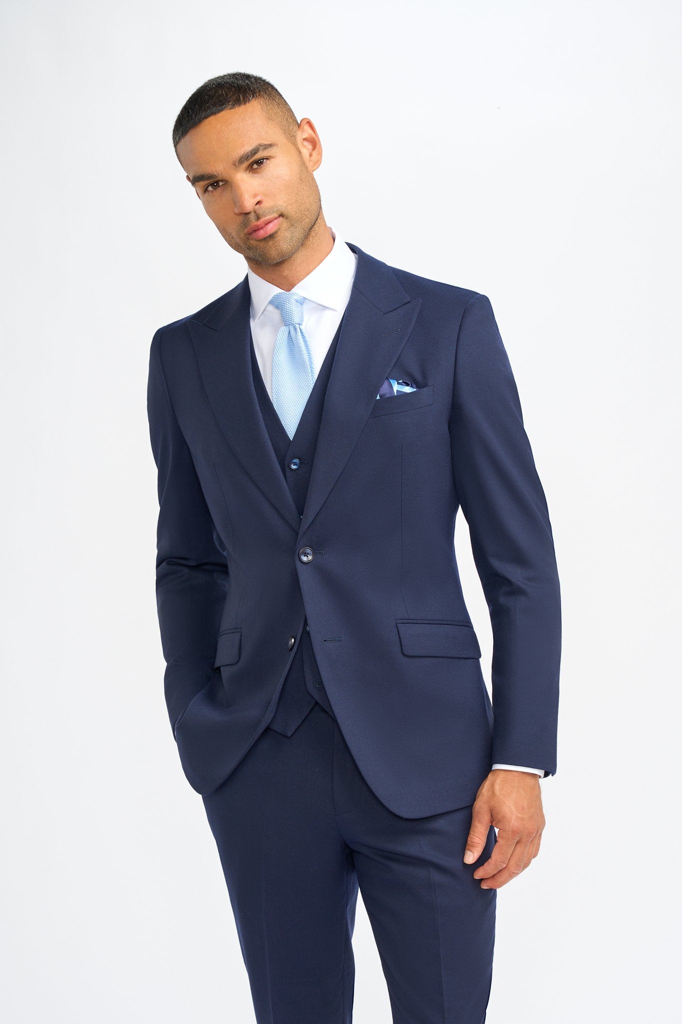 James Navy Super 130s Wool Three Piece Suit