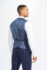 James Navy Super 130s Wool Three Piece Suit - House of Cavani