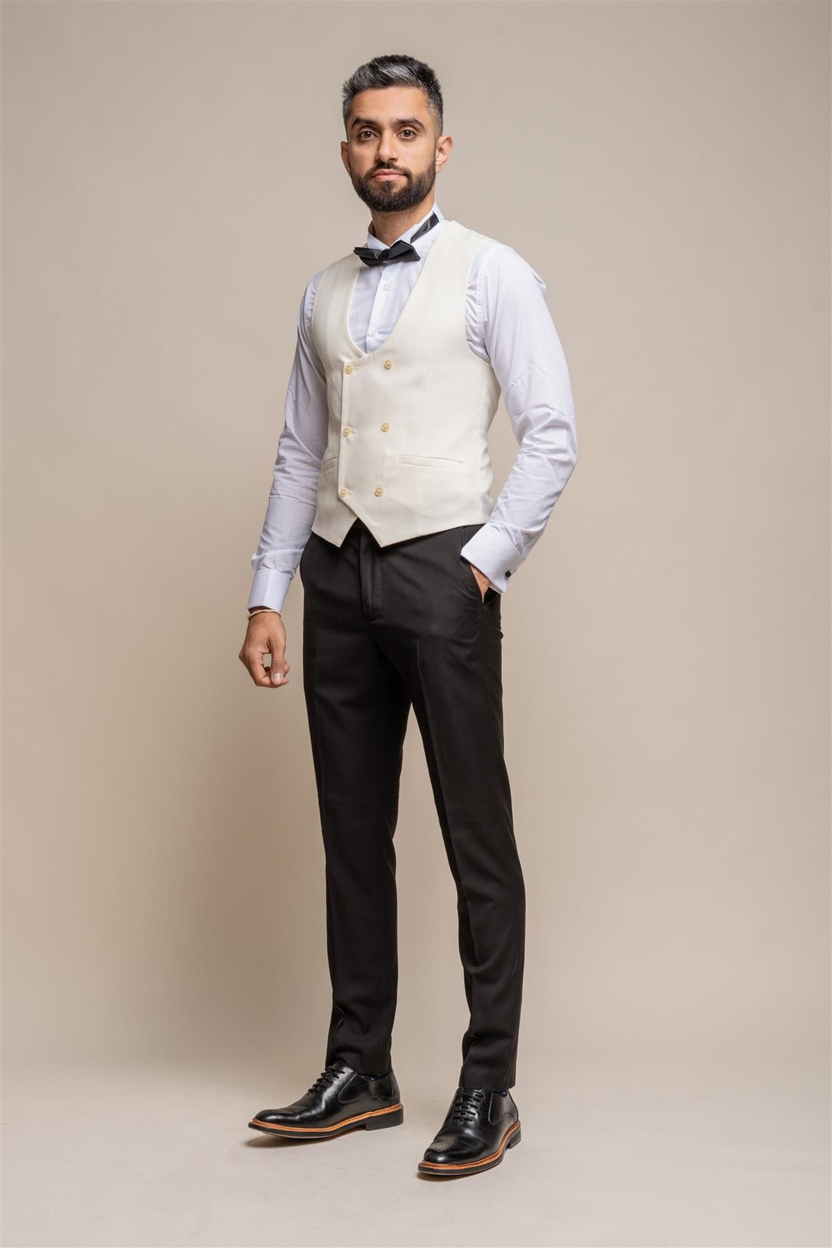 Marco ecru scoop waistcoat front