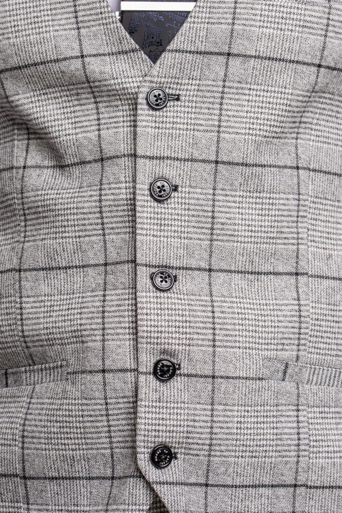 Ghost tweed check waistcoat front detail