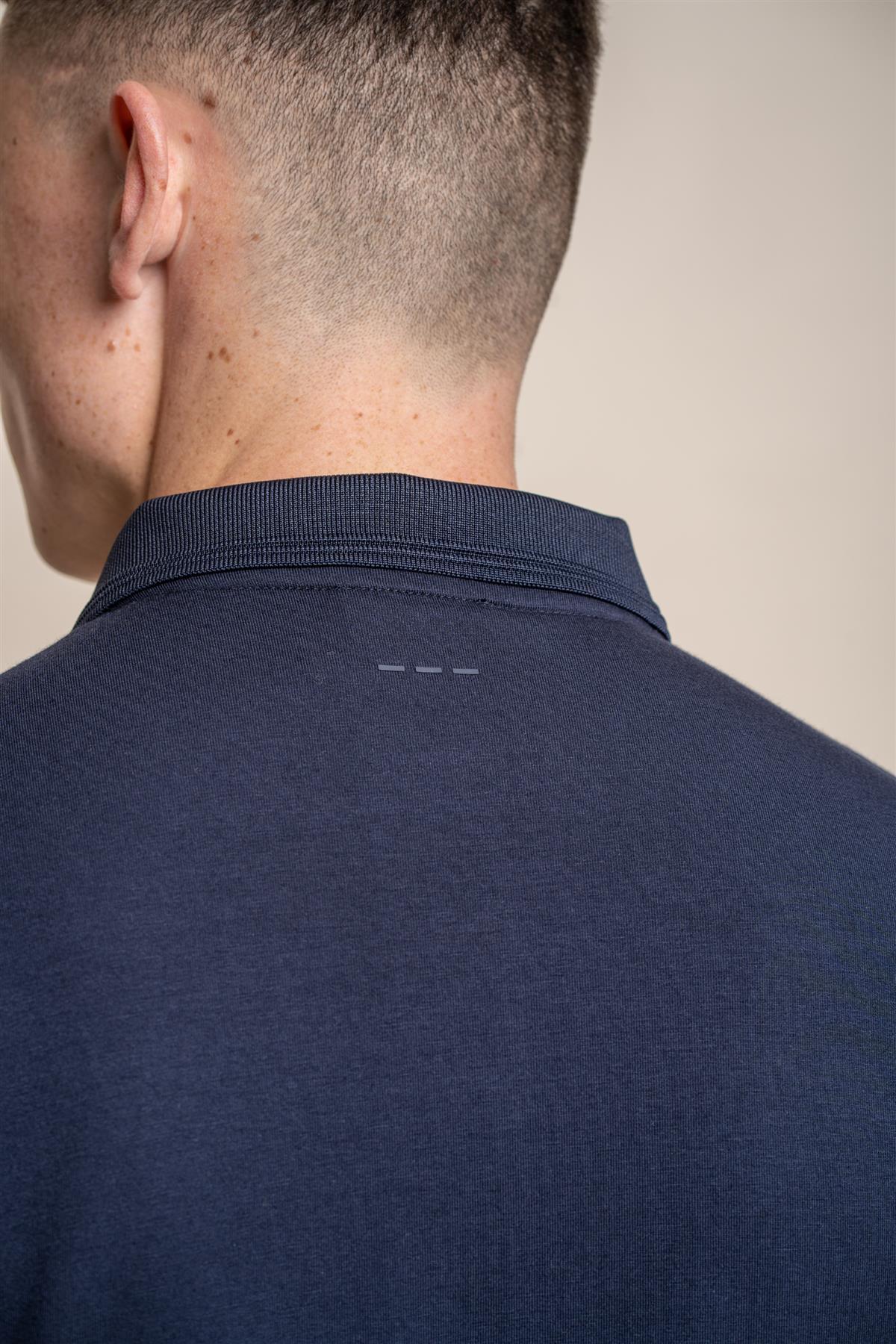Kelsey navy polo T-shirt back detail
