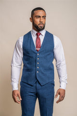 Orson blue waistcoat front
