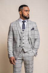 Ghost tweed check three piece suit front