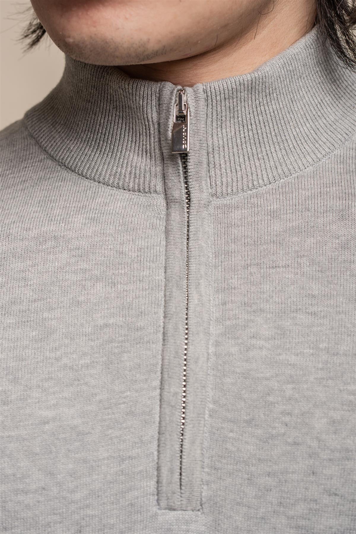 Avanti half zip grey jumper front detail