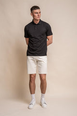 Kelsey black polo T-shirt front