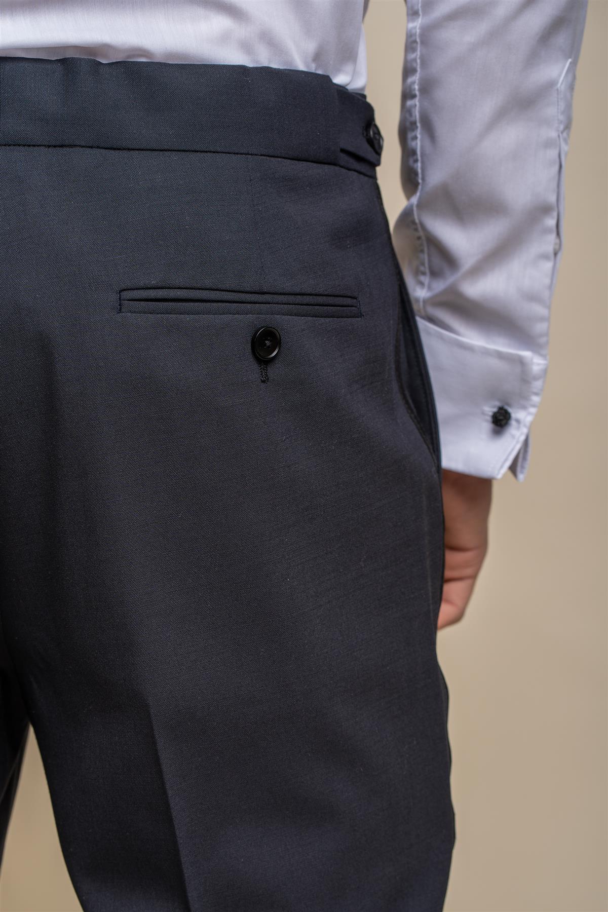 Aspen midnight navy tuxedo trouser back detail