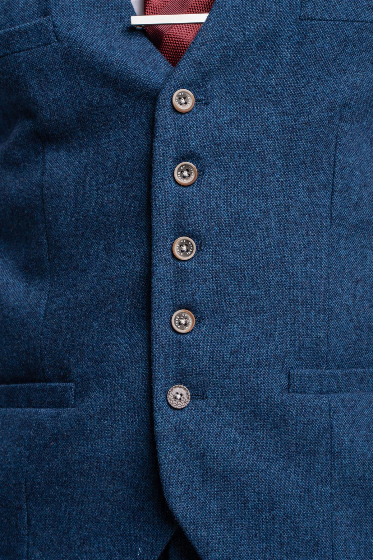 Orson blue waistcoat front detail
