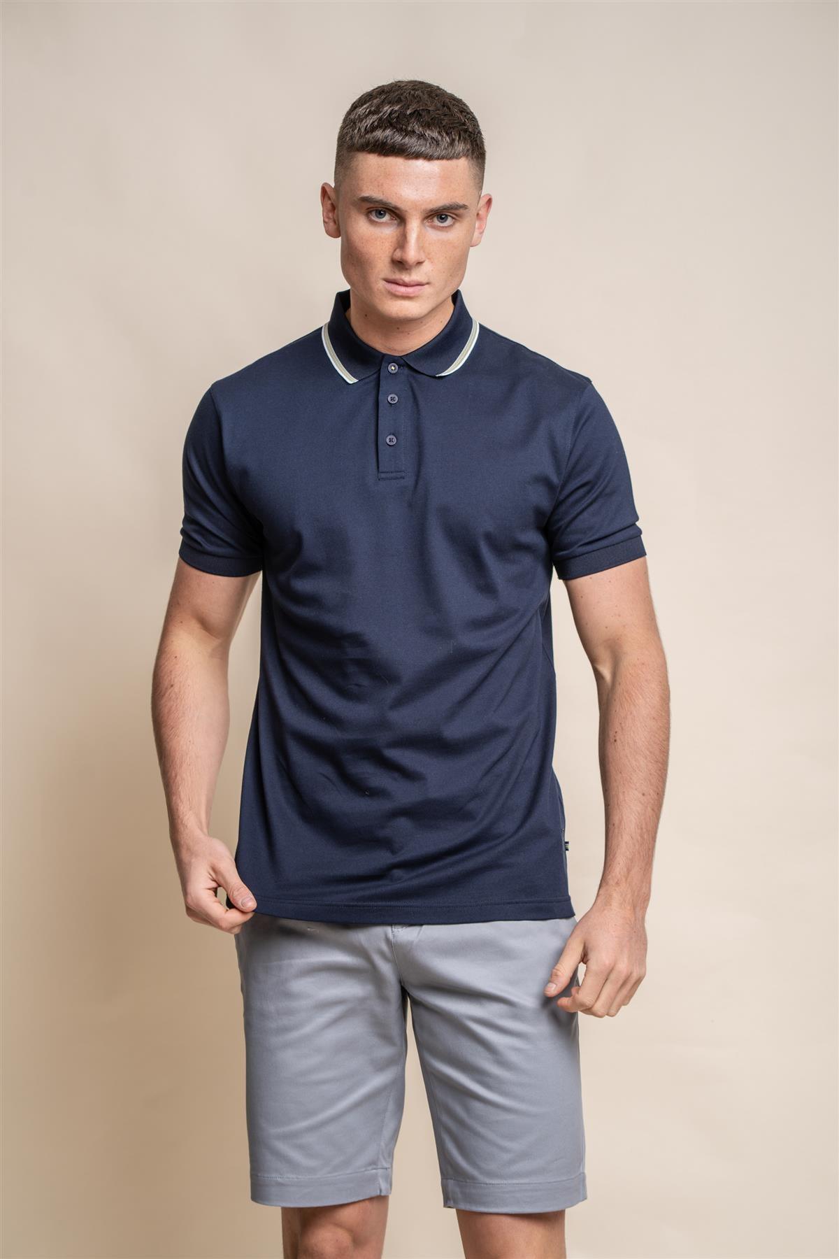 Finlay polo navy T-shirt front