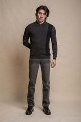 Fist charcoal half zip polo front