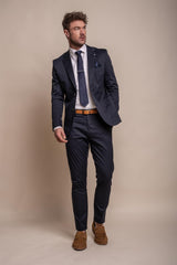Mario navy two piece suit front