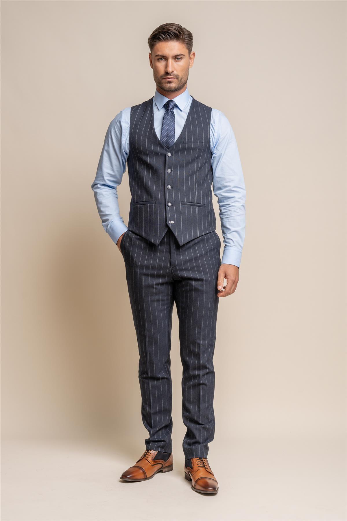 Invincible striped waistcoat front