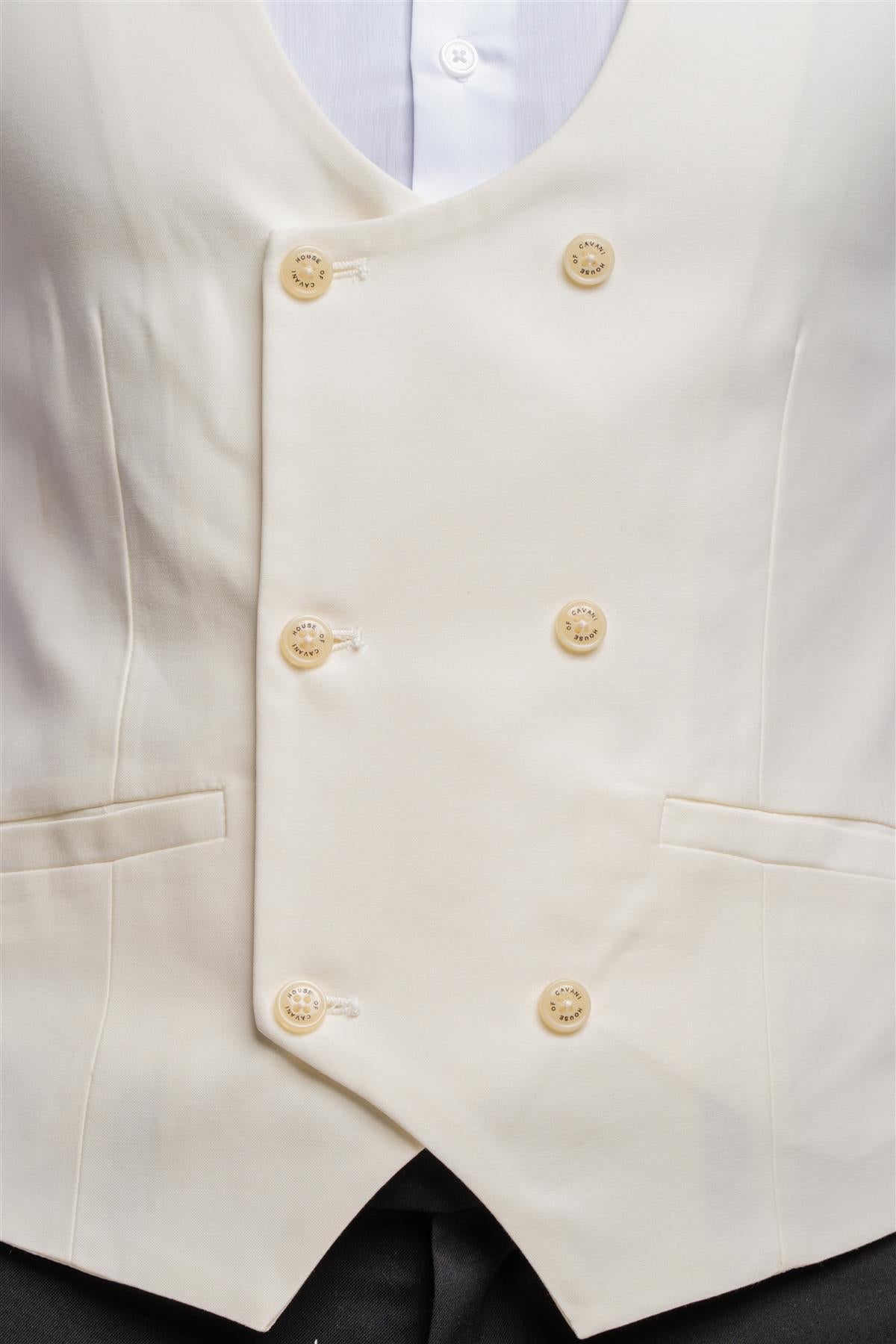 Marco ecru scoop waistcoat front detail