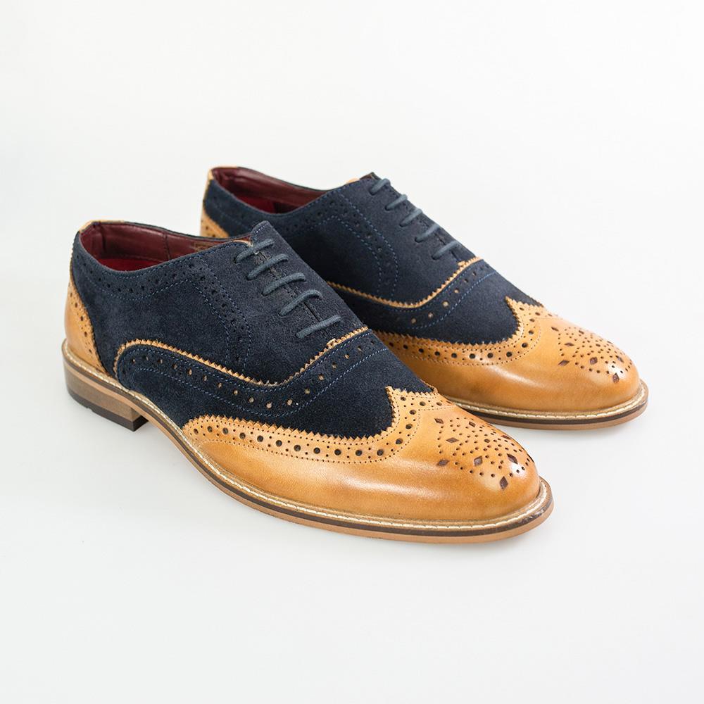 Duke tan/navy formal shoe front