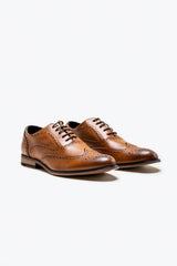 Oxford brogue tan shoe front