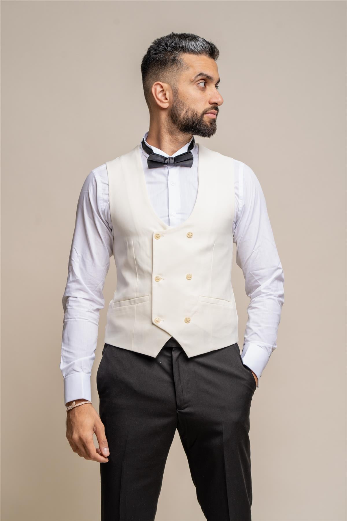 Marco ecru scoop waistcoat front