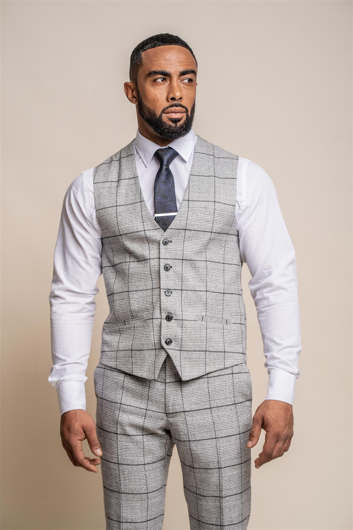 Ghost tweed check waistcoat front