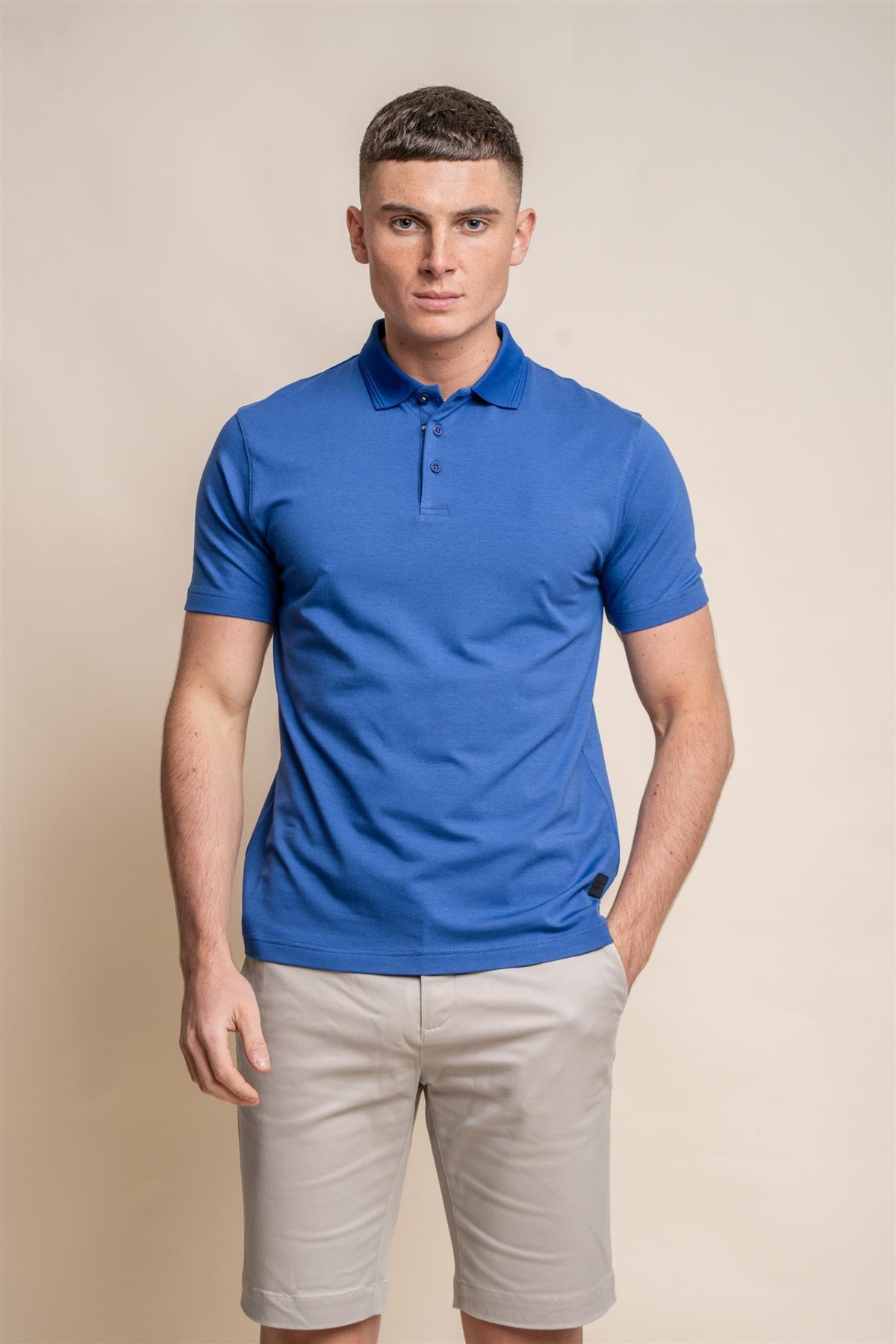 Kelsey electric blue polo T-shirt front