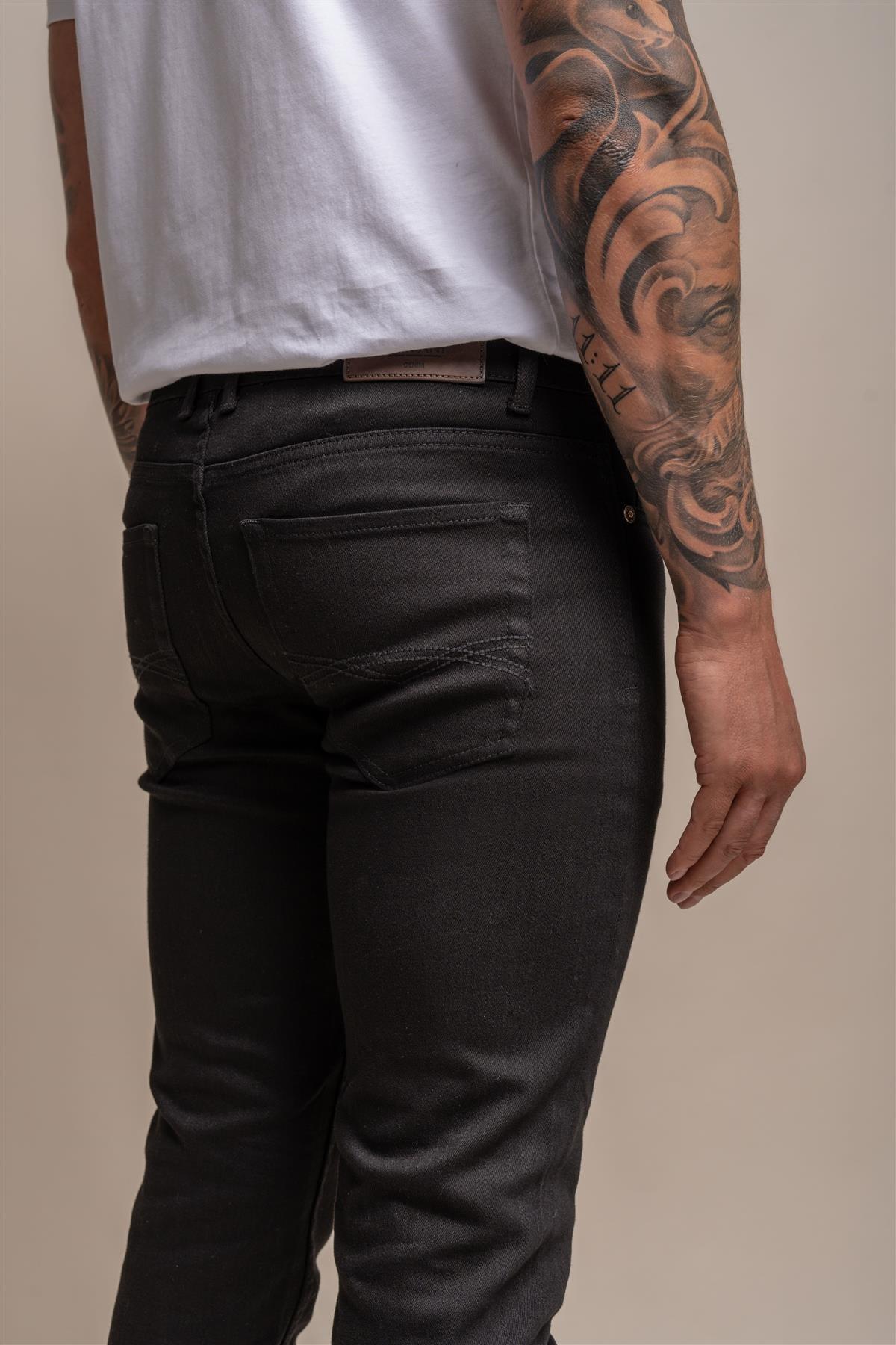 Milano black stretch denim jean back detail