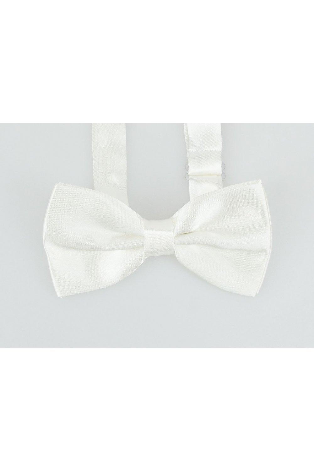 Satin white bow tie set front