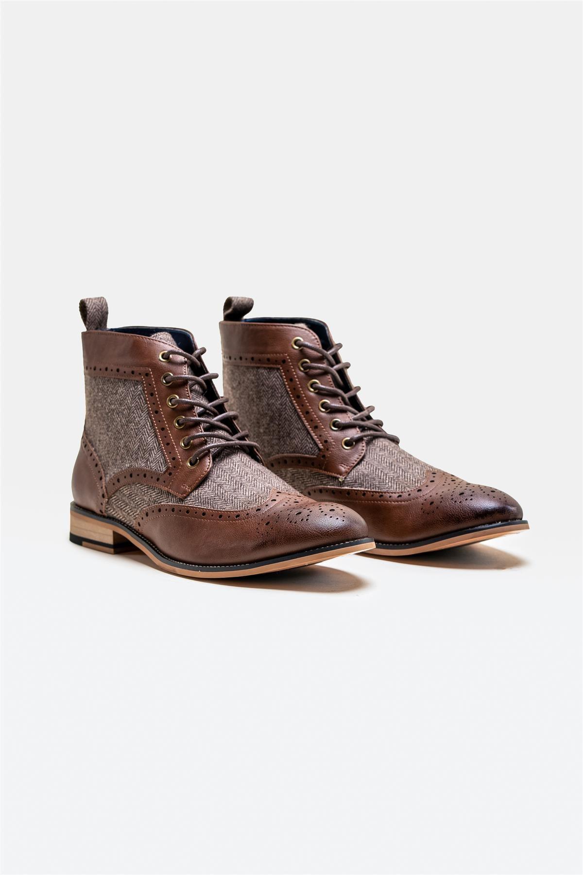 Sherlock brown lace up boot front