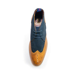 Connick navy/tan brogue boots top