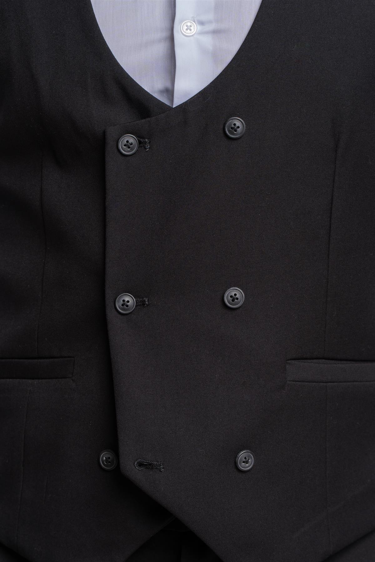 Marco black scoop waistcoat front detail