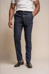 Angels navy check trouser front