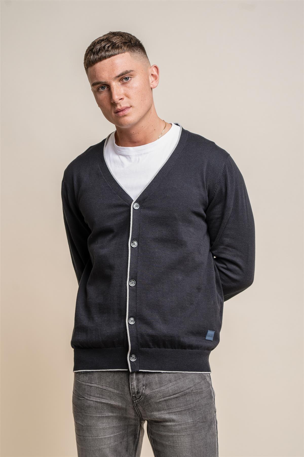 Raider black cardigan front