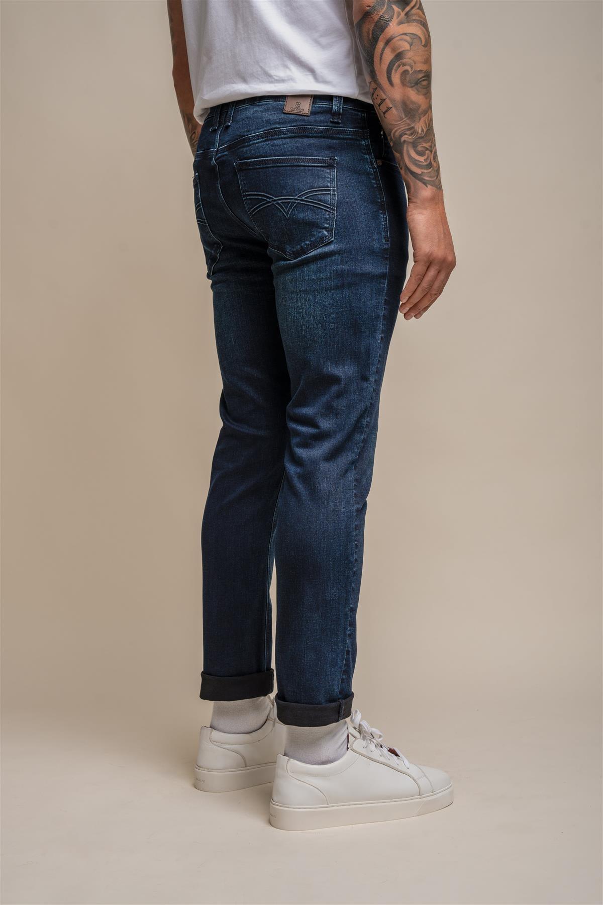 Elliot Navy Stretch Slim Fit Jeans - EsquireFormalWear