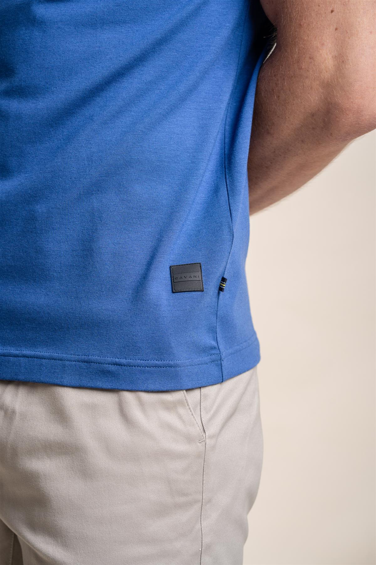 Kelsey electric blue polo T-shirt front detail