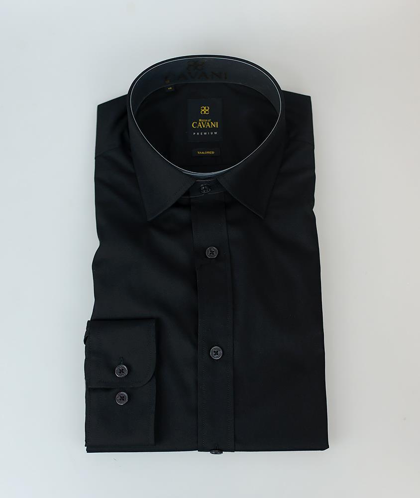 Cavani black slim fit shirt fornt