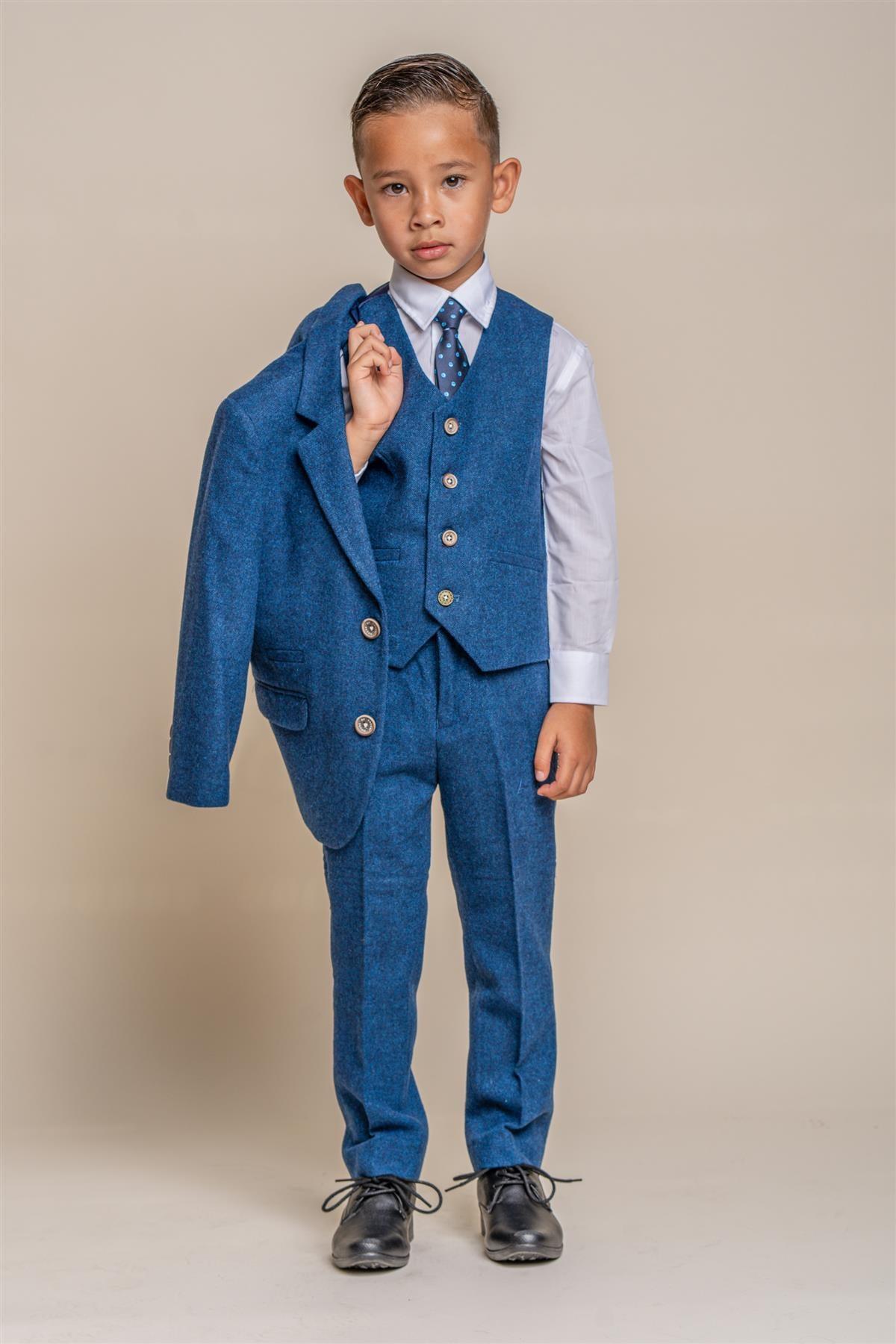 Orson blue boys three piece suit front