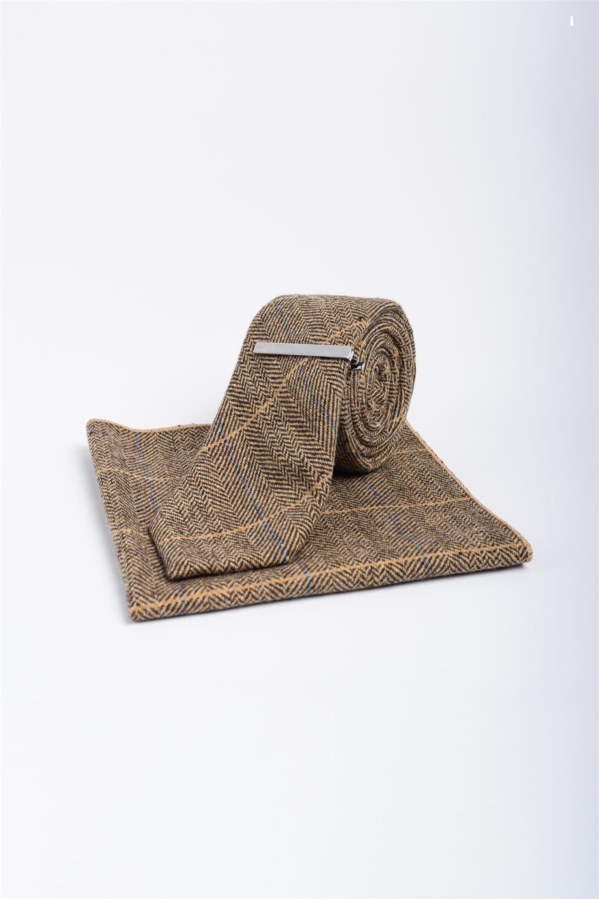 albert brown tweed tie set