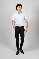 Vito sky blue short sleeve shirt front