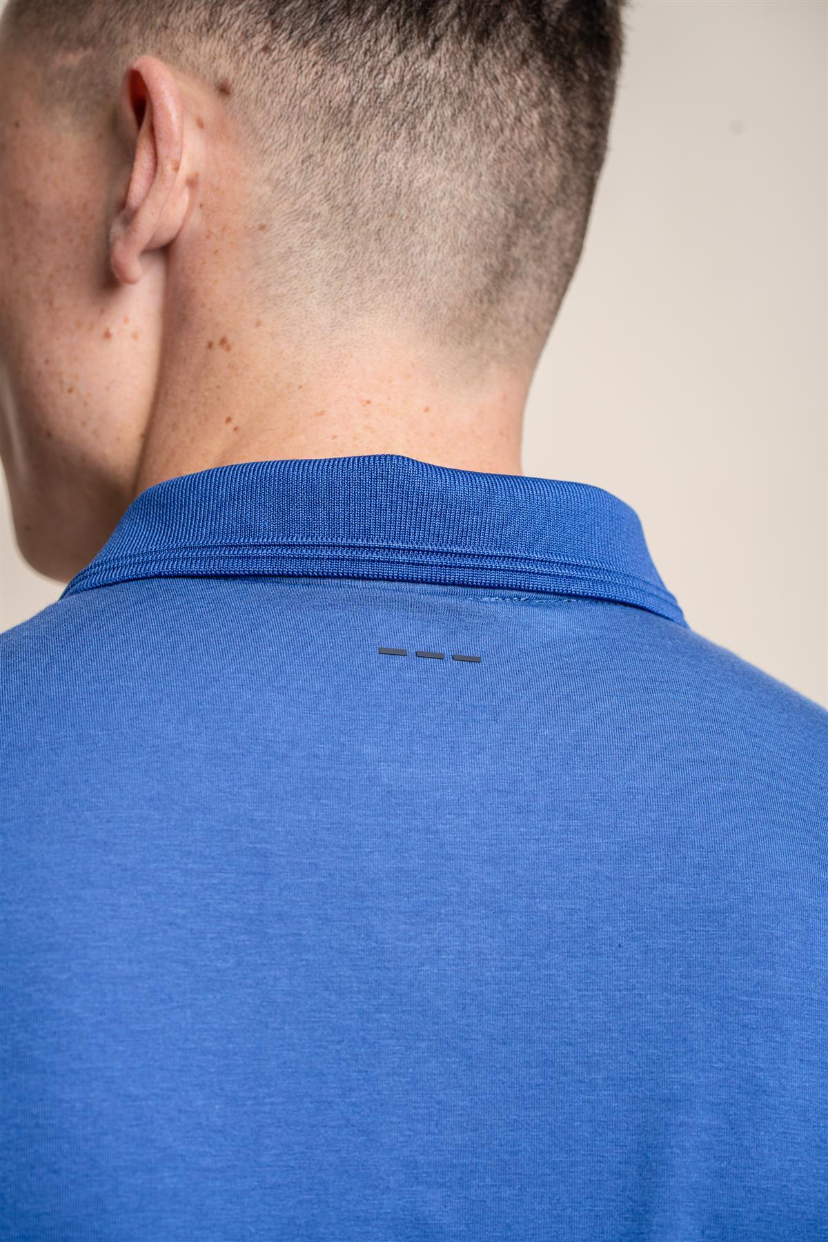 Kelsey electric blue polo T-shirt back detail