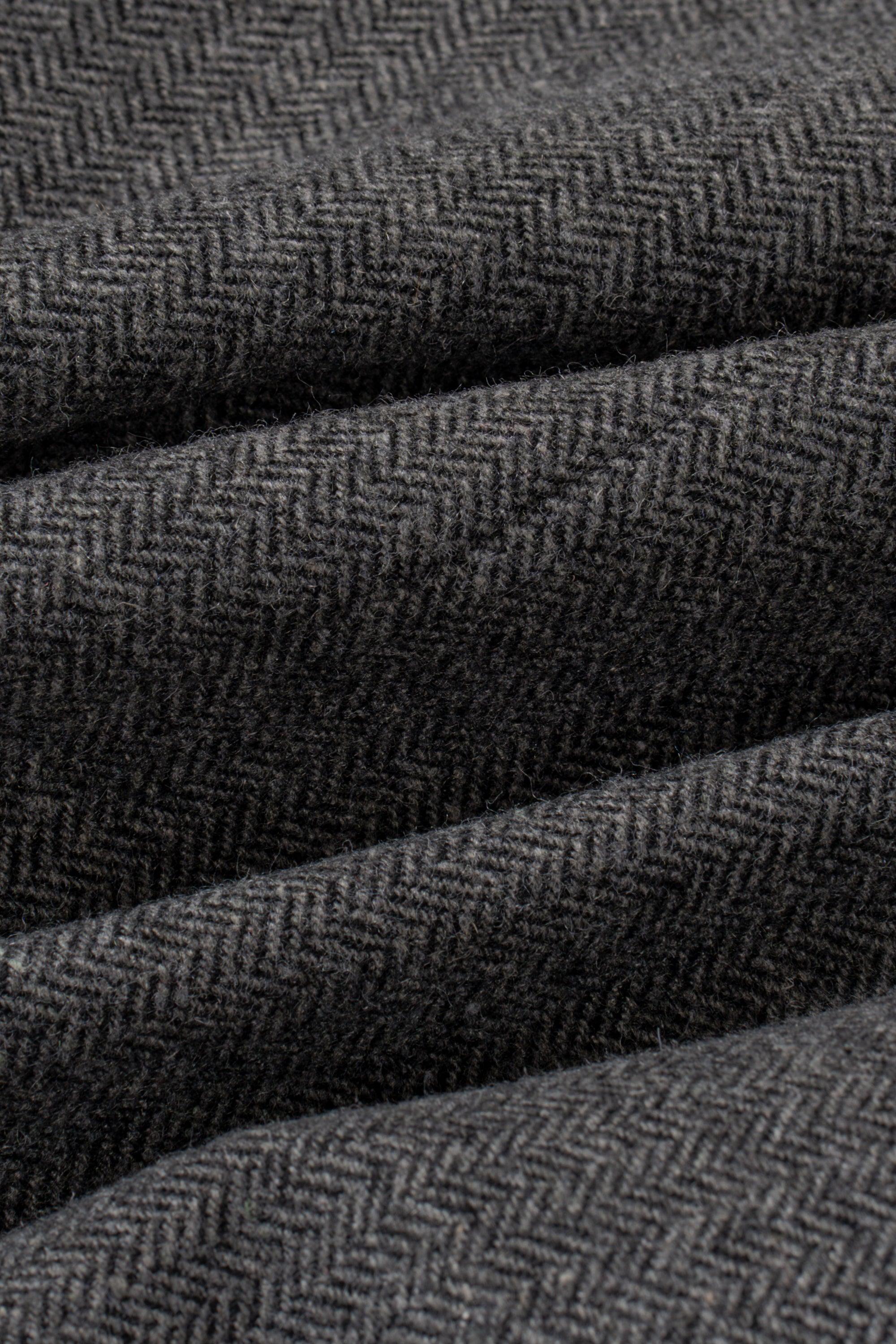Martez grey tweed three piece suit fabric swatch