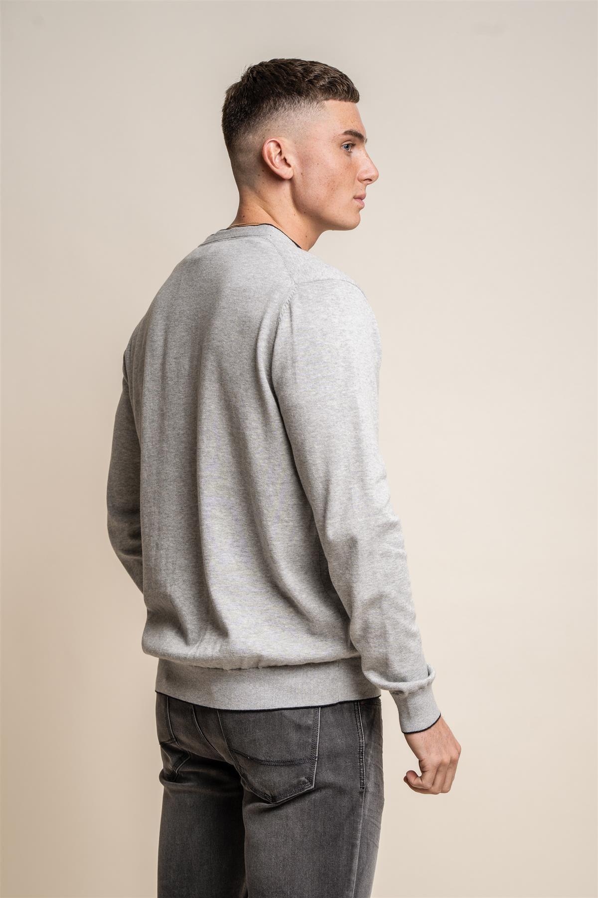 Raider grey cardigan back