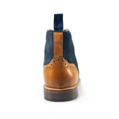 Connick navy/tan brogue boots back