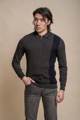 Fist charcoal half zip polo front