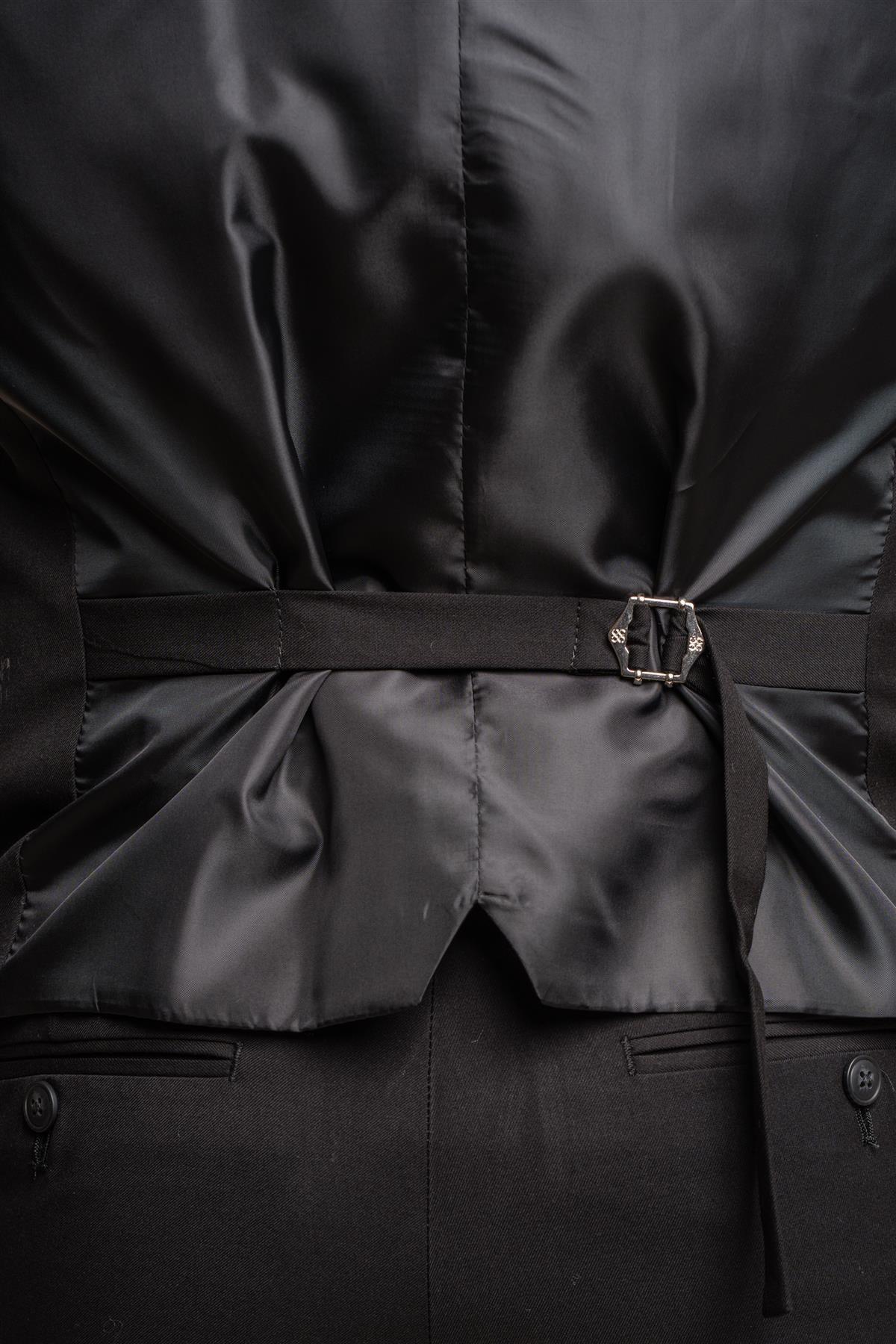 Marco black waistcoat back detail