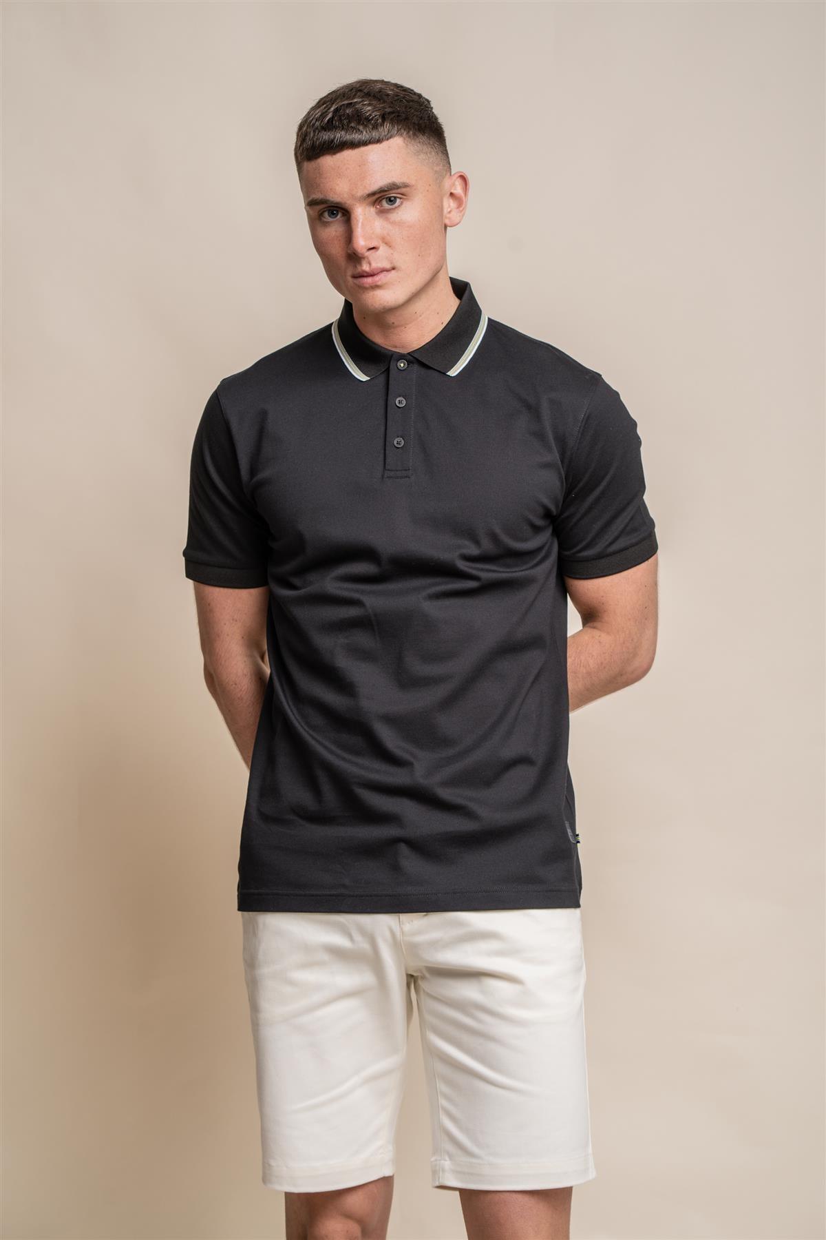 Finlay polo black T-shirt front