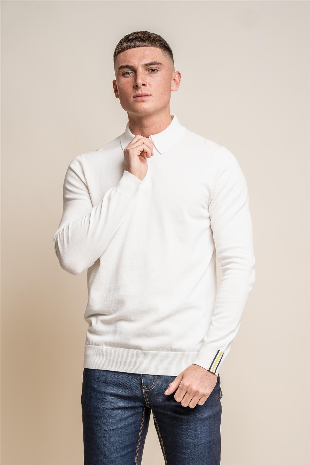 Falcao ecru quarter zip jumper front