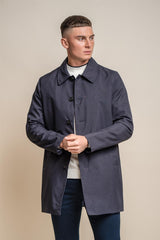 Brando mac navy long coat front