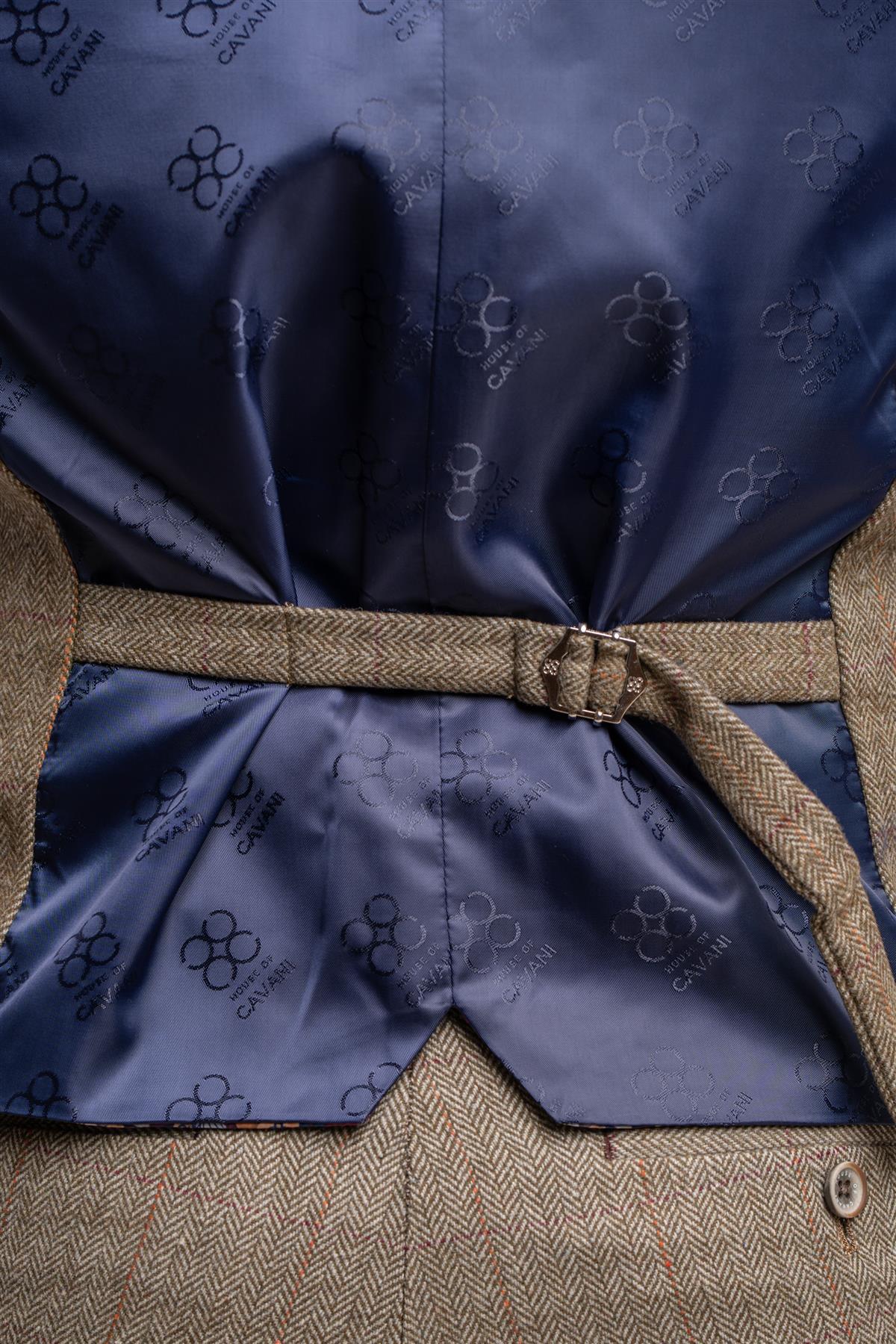 Gastson sage tweed waistcoat back detail