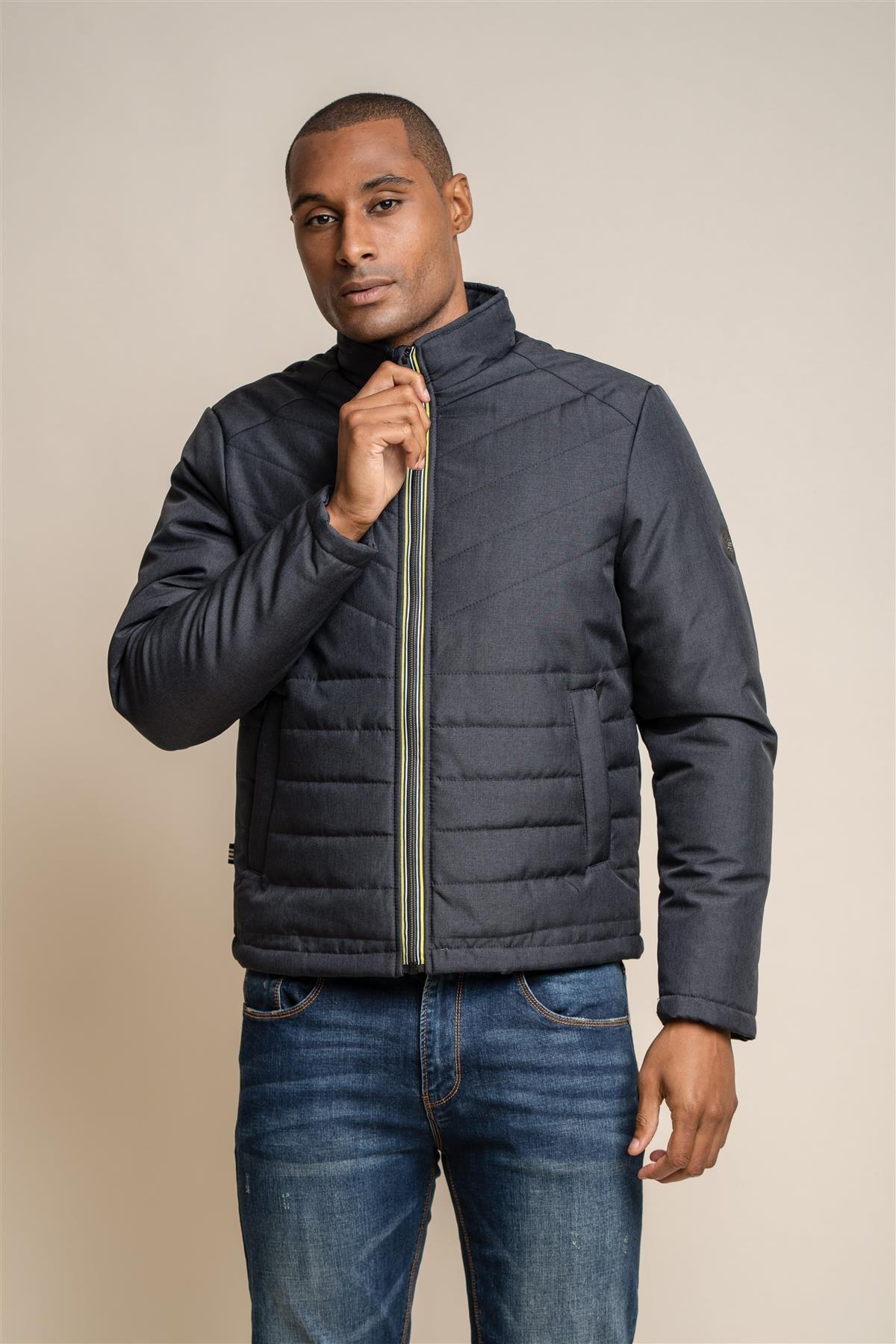 Keenan charcoal puffer coat front