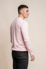 KN101 pink crewneck knitwear back