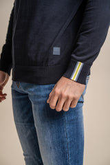 Falcao navy quarter zip jumper detail